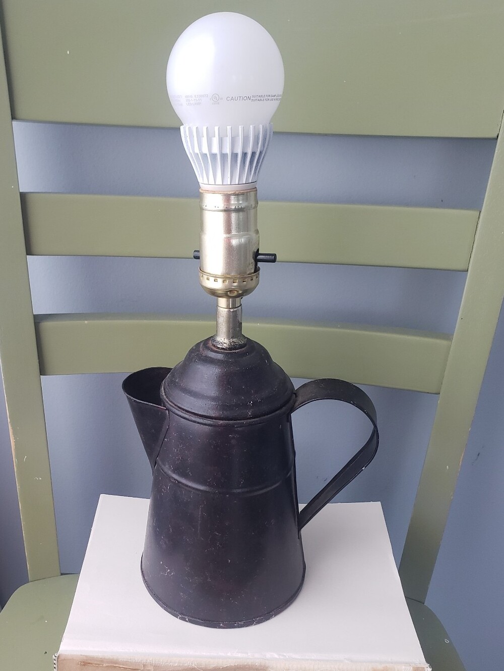 Vintage Black Pitcher Lamp